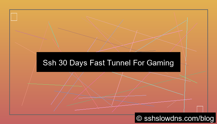 SSH 30 Days Fast Tunnel For Gaming