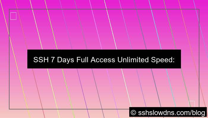 SSH 7 Days Full Access Unlimited Speed